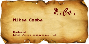 Miksa Csaba névjegykártya